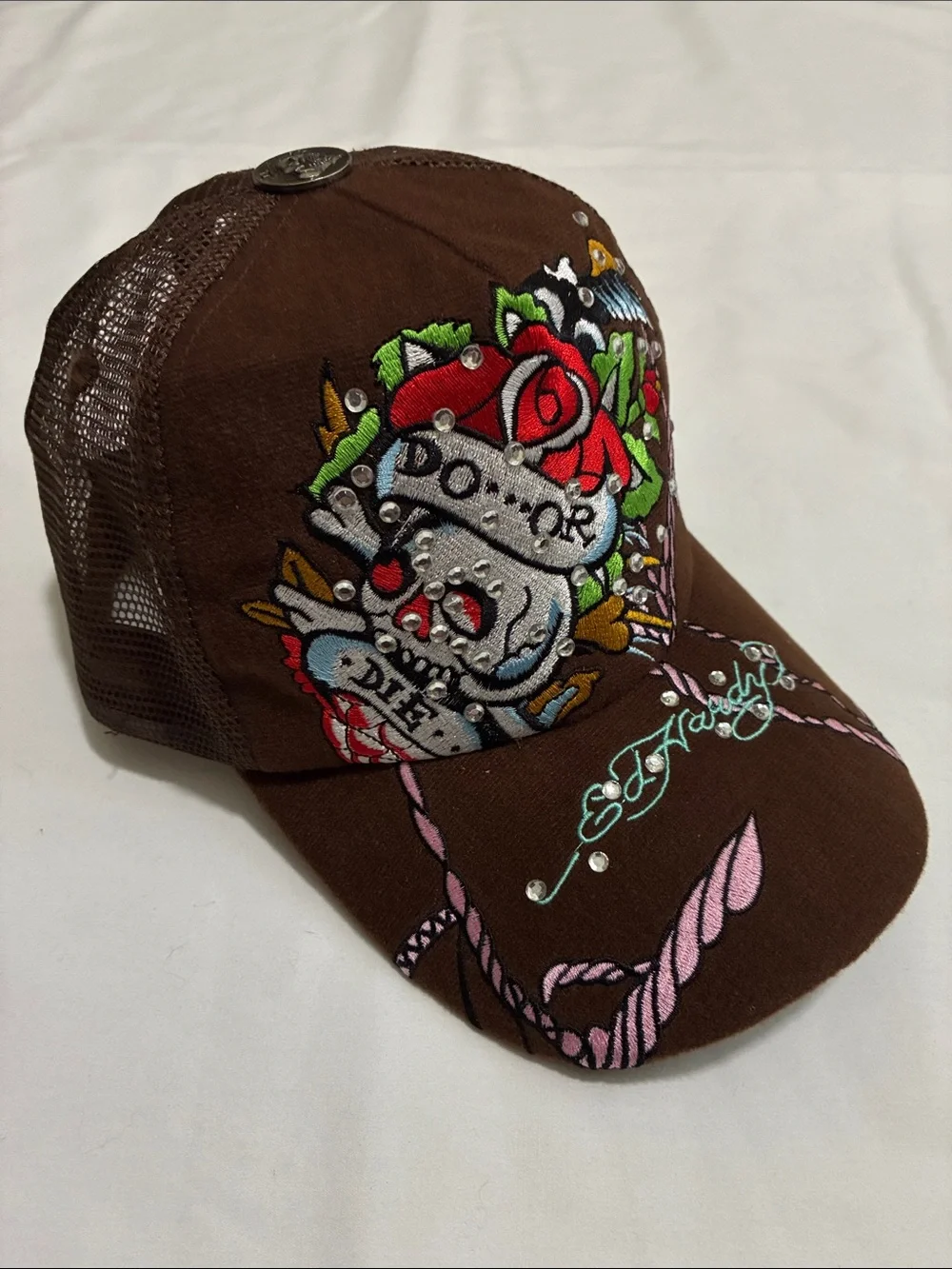 Don Ed Hardy Do Or Die Baseball Cap Trucker Hat Snapback Rhinestone Bling